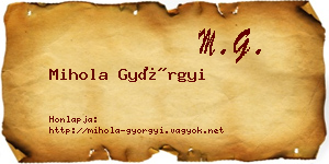 Mihola Györgyi névjegykártya